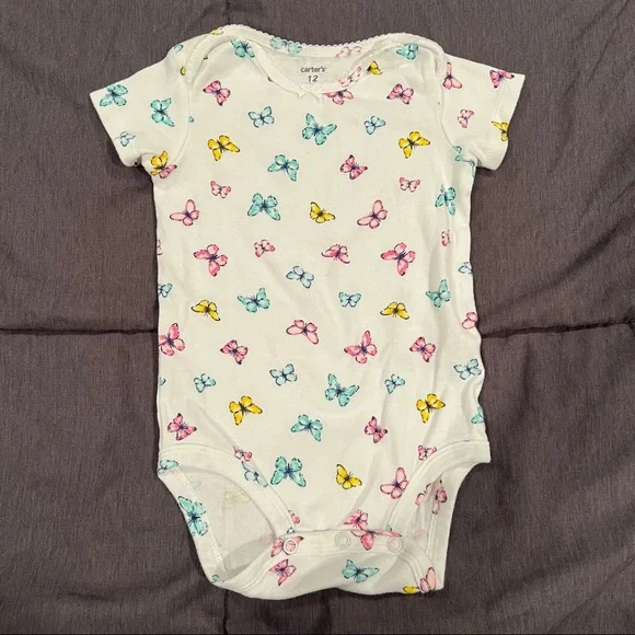 Carter’s Butterfly Matching Set Size 12M Pink White Blue Polka Dots Spring Love - Picture 6 of 9